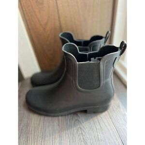 Eddie Bauer Black Hailey‎ Rain Boots Waterproof Ankle Boots Elastic Side Size 11